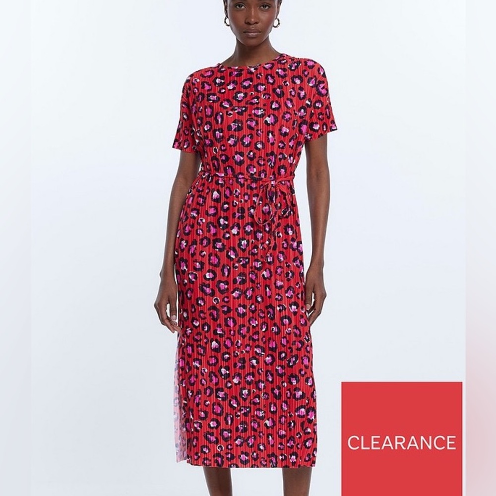 River Island Vibrant Red and Black Midi Dress